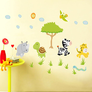 Zebra turtle trees and flowers adesivi per la casa in Pvc adesivi per cartoni animati animali adesivi murali per la camera dei bambini nursery school decalcomania della parete - Product Image 5