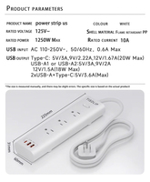 Bloc d'extension personnalisé 3 prises US 3 ports de charge USB multiprise prise d'extension multi-puissance prise à 3 broches