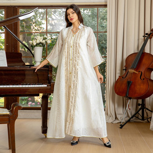 新しいエレガントで通気性のあるイード刺繍入りパーティー用ムスリム女性用ロングスリーブアバヤ、ドバイのイスラム服、春向け - Product Image 4