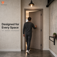 Puerta Interior Moderna Mexin de Madera Gris, Insonorizada, Precolgada con Marco y Panel para Dormitorio, Apartamento, Renovación del Hogar
