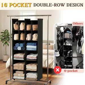 Organizador de Armario Colgante con 16 Compartimentos, Tela No Tejida, Almacenamiento de Ropa, Uso en Dormitorio, Tipo Gancho - Product Image 4