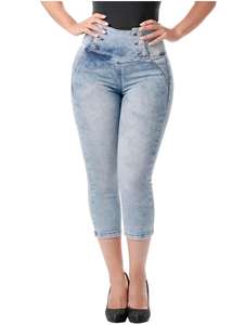 Colombien Butt Lifter Capri Skinny <span class=keywords><strong>Jeans</strong></span> Avec Ceinture Intérieure <span class=keywords><strong>Jeans</strong></span> Taille Haute Avec Super Lipo Spandex Denim Corset À Jambe Droite - Product Image 2