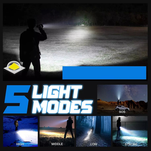 Nhà Máy 800M Dài Phạm Vi Cao Lumens Đèn Lồng Linterna Có Thể Sạc Lại Kính Thiên Văn Zoom Trắng T6 <span class=keywords><strong>LED</strong></span> <span class=keywords><strong>Torch</strong></span> Ánh Sáng Đèn Pin Chiến Thuật - Product Image 2