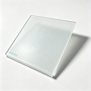 Panel Táctil Cuadrado de Vidrio Blanco Personalizado de Fábrica, Interruptor de Pared Inalámbrico de Dos Teclas, Pantalla Adhesiva para PC/PET Serigrafiada - Product Image 2