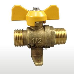 Robinet à bille à double filetage mâle en cuivre massif, diamètre plein, 4/6 pouces, pour conduites d'eau et de gaz - Product Image 2
