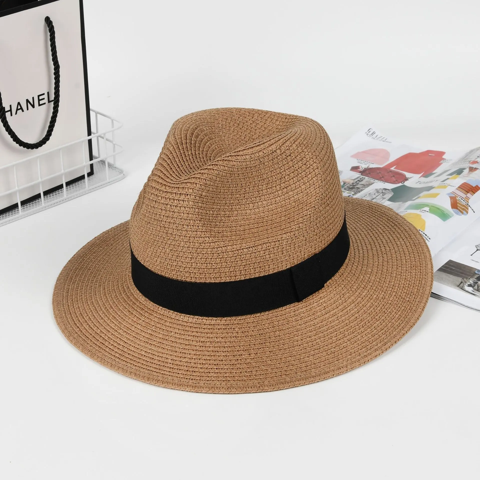 남자 밀짚 파나마 모자 영국 스타일 매력적인 남자 여름 태양 모자