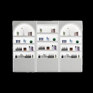 Vitrine moderne en bois pour cosmétiques, étagères de présentation, rangement de maquillage, salon de beauté, présentoir rose pour vernis à ongles - Product Image 6