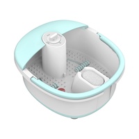 Bain de pieds massant relaxant avec lumière LED, thérapie infrarouge, chauffage à bulles, brosse en pierre ponce et fonction spa