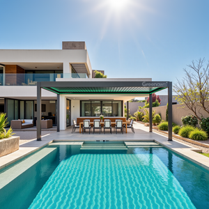 <span class=keywords><strong>Pergola</strong></span> aluminium bermotor sepenuhnya otomatis, luver atap naungan luar ruangan untuk tanaman taman - Product Image 3