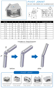Trung Quốc Nhà Sản Xuất 2114 Chất Lượng Tốt 25*25Mm 25C Chết Đúc Kẽm Pivot Doanh Kết Nối Góc Khung Giá Cho Nhôm Đùn - Product Image 5