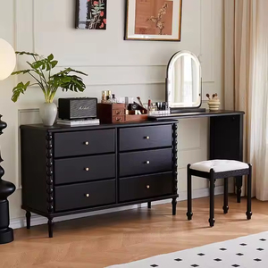 Coiffeuse d'hôtel moderne en bois de frêne massif ancien, avec armoire à tiroirs rétractable et meuble d'angle extensible, pour salon - Product Image 1