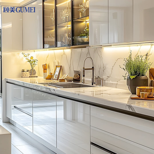 ساعات تصميم عصري وحدات على شكل حرف L تصميم مطبخ حديث مخصص مصنوع في الصين - Product Image 5