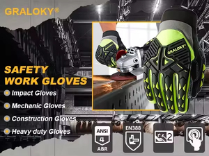 قفازات عمل صناعية مقاومة للصدمات من المستوى 3 ومقاومة للقطع من المستوى 5، مصنوعة من الجلد الرملي، مقاومة للصدمات على راحة اليد. - Product Image 5