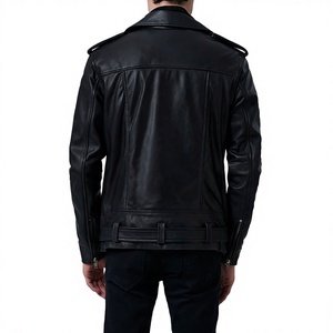 Blouson Bomber Homme en Cuir PU, Col Rabattu, Fermeture Éclair, Coupe-Vent, Décontracté, Noir Uni, Coupe Droite, Vêtement d'Extérieur Automne - Product Image 4