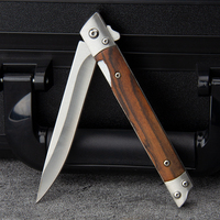 Couteau de poche pliant à manche en bois, lame en acier inoxydable, pour le camping en plein air, le déballage, EDC, couteau utilitaire de transport