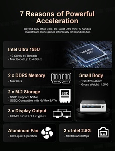Mini <span class=keywords><strong>PC</strong></span> di 12a e 13a Generazione I5 1235U 1335U 12 Core DDR4 Dual RAM M.2 SSD Triplo Display 4K Computer <span class=keywords><strong>da</strong></span> Scrivania AI a Basso Consumo ad Alte Prestazioni - Product Image 3