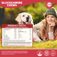 Complément alimentaire pour la santé des animaux de compagnie : Friandises à mâcher 9-en-1 pour chiens, formule avancée pour la mobilité articulaire, à base de Glucosamine, Chondroïtine, MSM, Chanvre et Curcuma