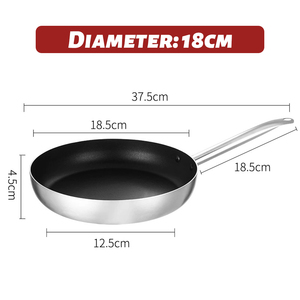 Poêle à frire professionnelle en aluminium antiadhésive à fond plat, robuste, pour restaurant, idéale pour les steaks et les œufs - Product Image 6