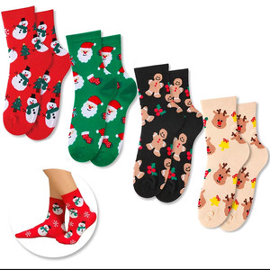 Calcetines Navideños para Mujer, Calcetines Casuales de Algodón con Diseño de Dibujos Animados, Regalo Festivo - Product Image 1