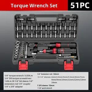 طقم مفتاح عزم قابل للتعديل 51 قطعة للتجارة الخارجية، مفتاح مسبق الضبط بالكيلوغرام، طقم مفك براغي صغير للدراجات من الكروم والفاناديوم - Product Image 6