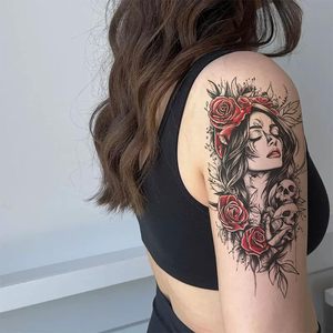 Tatuajes Temporales Impermeables al por Mayor para Hombre, Diseño de Tigre, Lobo, León y Flores, para Decoración Corporal - Product Image 3