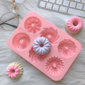 <b>Silicone</b> Donut Baking Molds,Multicolor Doughnut Pans,6-Cavity Designs Donut Flower And Swirl Shaped,Suitable for Baking - Product Image 4