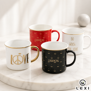 Taza de Café de Porcelana con Borde Dorado y Logotipo Personalizado, 400 ml, Diseño con Frase Inspiradora, Acabado Mate, Set Love What You Do Around Me - Product Image 1
