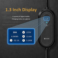 Nouveau chargeur EV portable intelligent 7,4 kW Type 2 avec écran OLED, charge programmée, courant réglable, prise CEE 3 broches, IP65, CE, EVSE de voyage