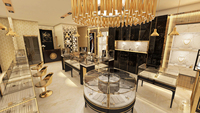 Vitrine de présentation de bijoux de luxe en gros, éclairage LED, armoire murale de bijouterie haut de gamme personnalisée, design d'intérieur de magasin