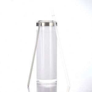 Offre Spéciale – Tasse à sublimation 20oz effet boule à neige, droite, avec paillettes, pour soda, bière, café, avec couvercle et paille – Cadeaux (sans isolation thermique) - Product Image 4