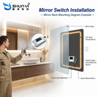 Interrupteur tactile 4 touches pour miroir à vapeur de mercure 1-6mm, avec affichage LCD de température et heure, 12V 5A, variateur et anti-buée pour miroir de coiffeuse et armoire
