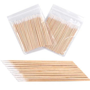 Hisopos de Algodón Desechables con Punta de Bambú para Limpieza de Pestañas, Cejas, PMU y Microblading - Product Image 1