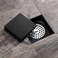 Carrelage de douche carré en acier inoxydable avec grille invisible, égouttoir brossé pour salle de bain