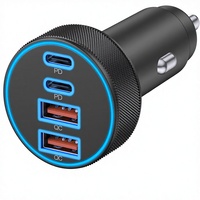 Cargador de Coche USB-C de Alta Calidad de 90W con 4 Puertos y Carga Rápida para Teléfono Móvil a Través del Adaptador del Encendedor