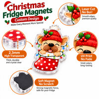 Aimants de réfrigérateur de Noël personnalisés en acrylique, cadeaux de vacances, souvenirs, aimants de forme personnalisée, impression UV, vente en gros, usine OEM ODM