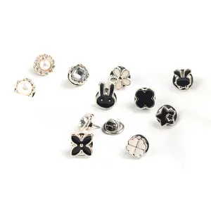 DIY Shirt Accessories Button Brooches Removeable Decoration No Sew Plastic Pin Buttons