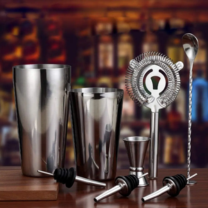 طقم شيكر كوكتيل بالجملة، مجموعة أدوات البارتندر، شيكر بوسطن معدني وزجاجي وفولاذ، جيجر، مادلر، صندوق هدايا مخصص مع شعارات - Product Image 2