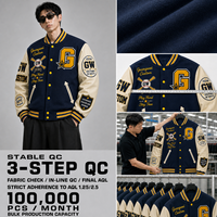Veste de baseball universitaire en chenille avec manches en cuir PU, coupe-vent en polyester, fabriquée par un fabricant
