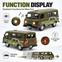 Nuovo Modellino in Scala 1:24 del Classico UAZ-452 Russo, Furgone Retrò con Porte Apribili, Funzione Pull-Back, in Metallo, Auto Giocattolo Vintage con Luci e Suoni