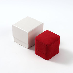 FANXI Custom Logo Pierced <b>Earrings</b> Jewellery <b>Box</b> with Red Leather Velvet - Product Image 4
