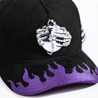 Casquettes de baseball en daim personnalisées à 5 panneaux avec visière incurvée, modèle Rude Hat's Angel Azul Monkey Hat, fabriquées sur mesure