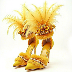 Sandales à talons aiguilles ouvertes à bout ouvert Xinzirain personnalisées, sexy, pour podium, femmes, avec strass, glands et décorations en plumes, pour boîte de nuit - Product Image 1