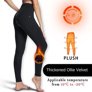 Culotte équestre en velours pour femme, taille haute, pleine longueur, en silicone, hiver, chaud, antidérapant, équitation en plein air - Product Image 4