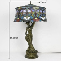 Lampe de table en verre teinté artisanal LongHuiJing, style Tiffany européen, pour la décoration de la maison