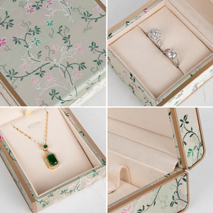 Zebopak Light Green Floral Print Jewelry Box Set with Necklace <b>Ring</b> Bangle <b>Storage</b> Case Gift Packaging Wholesale - Product Image 4