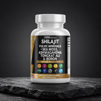 Biocaro Suppléments pour Adultes Shilajit Capsules de Mousse de Mer avec Huile de Graines Noires Ashwagandha Racine de Bardane Shilajit de l'Himalaya