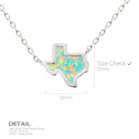 Vente d'usine 925 Sterling Silver Plaqué Or Carte Texas Dainty Opal Pendentif Collier