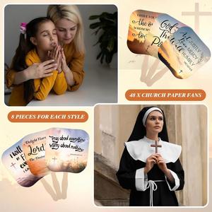 Éventail en papier chrétien personnalisé avec poignée en bois, cadeau de bienvenue pour les visiteurs d'église, pour les fans de l'église - Product Image 3