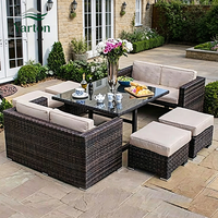 Ensemble de mobilier de jardin en rotin tressé créatif pour extérieur, comprenant canapé, chaise, table et chaises de balcon, table à thé de cour