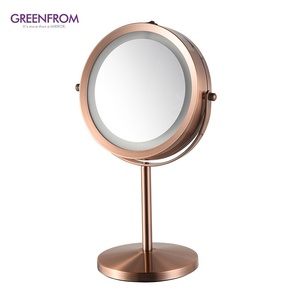 Specchio Trucco HD da Tavolo, Specchio Trucco Illuminato, Specchio LED Rotondo, Tre Colori di Luce e Funzione di Luminosità Regolabile, Rotazione di 360°, Schermo Touch Intelligente